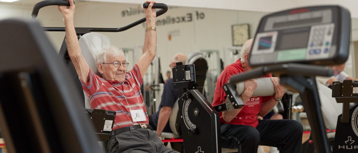 Male senior working out.