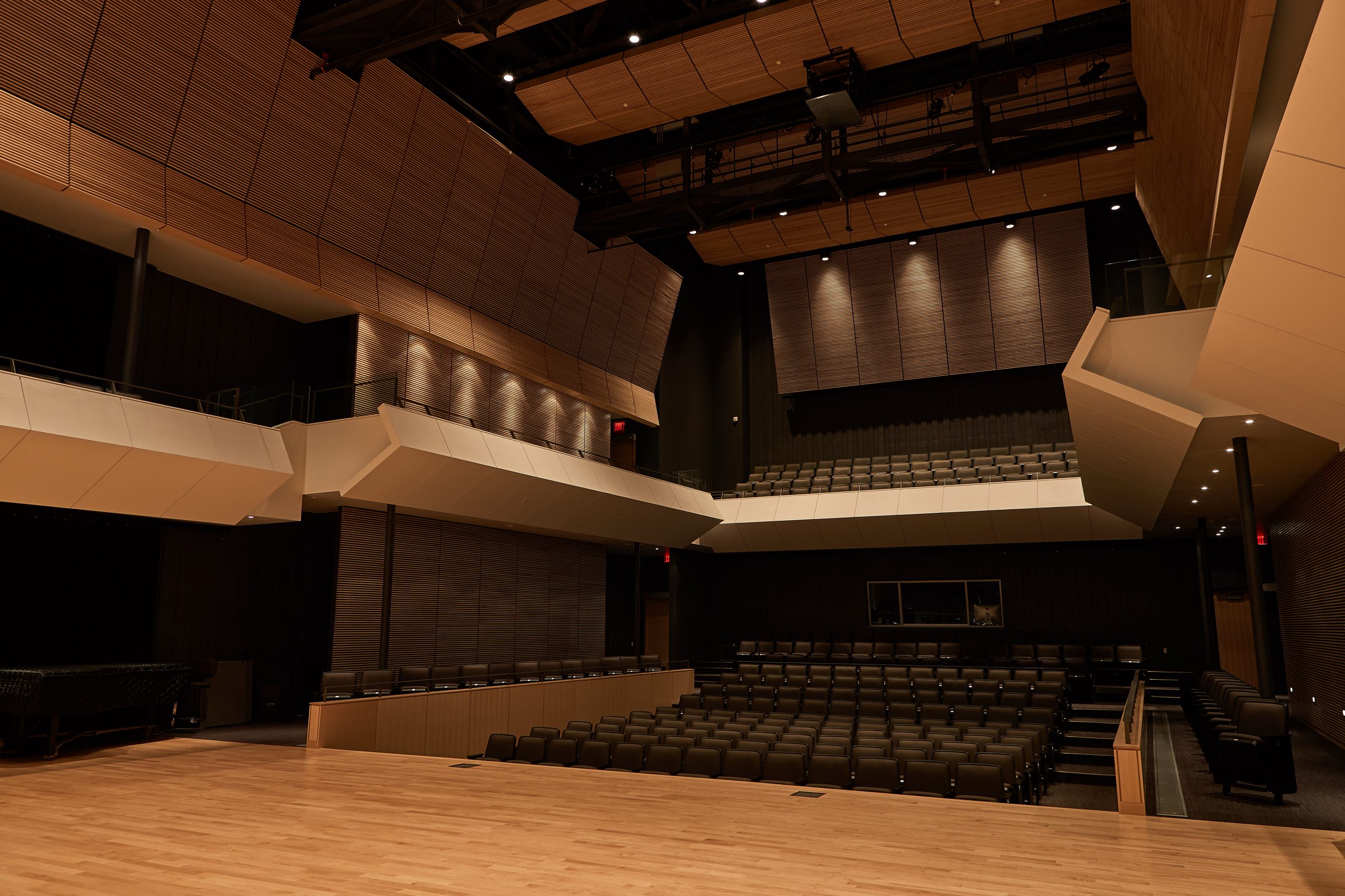 View of seats from stage of McMaster concert hall. 