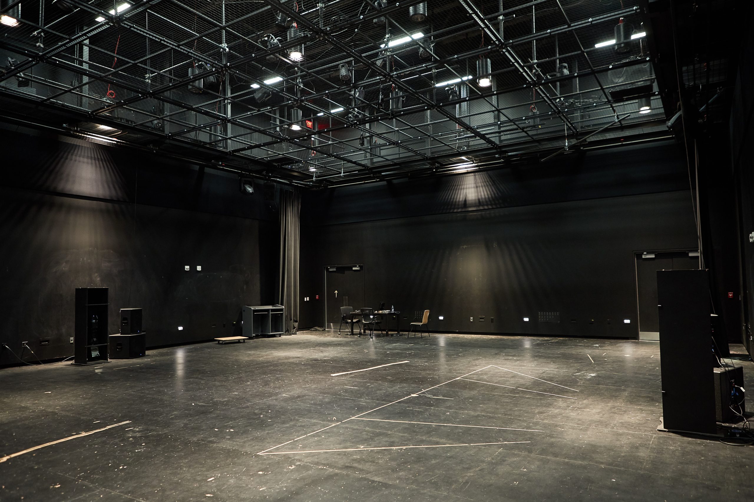 Black box theatre empty stage. 
