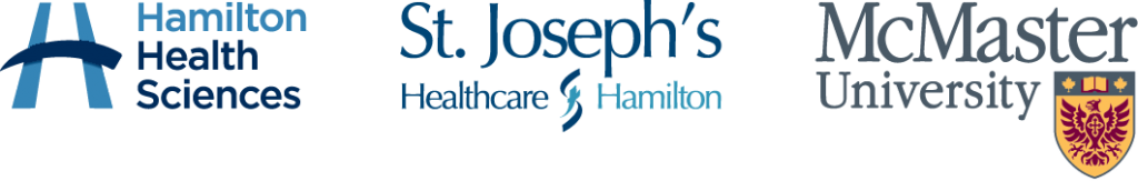 Hamilton Health Sciences, St. Joseph's Healthcare Hamilton and McMaster University logos.