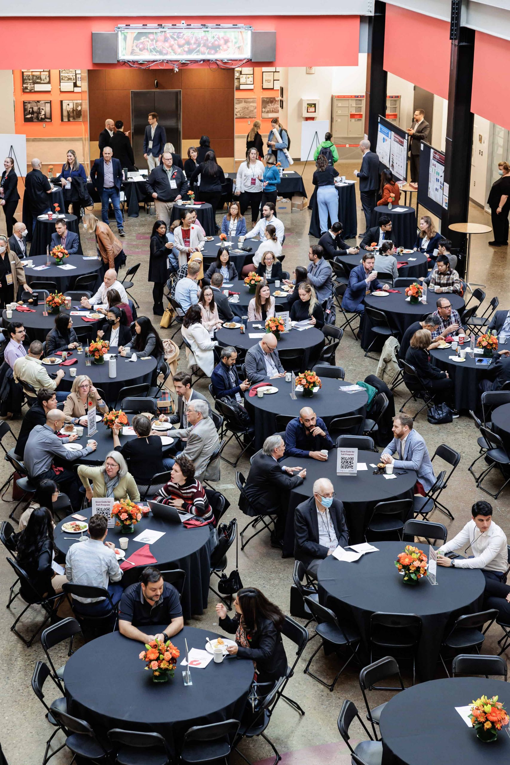 An overhead shot of Innovation Showcase 2022 in the MIP atrium.